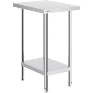 imageVEVOR Stainless Steel Prep Table 30 x 72 x 34 Inch 920 lbs Load Capacity Heavy Duty Metal Worktable with 3 Adjustable Height Levels Commercial Workstation for Kitchen Garage Restaurant Backyard24 x 18 x 34 inch