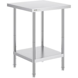 imageVEVOR Stainless Steel Prep Table 30 x 72 x 34 Inch 920 lbs Load Capacity Heavy Duty Metal Worktable with 3 Adjustable Height Levels Commercial Workstation for Kitchen Garage Restaurant Backyard24 x 24 x 34 Inch