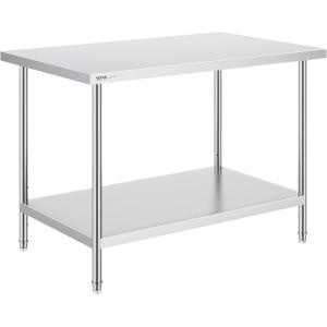 imageVEVOR Stainless Steel Prep Table 30 x 72 x 34 Inch 920 lbs Load Capacity Heavy Duty Metal Worktable with 3 Adjustable Height Levels Commercial Workstation for Kitchen Garage Restaurant Backyard30 x 48 x 34 Inch