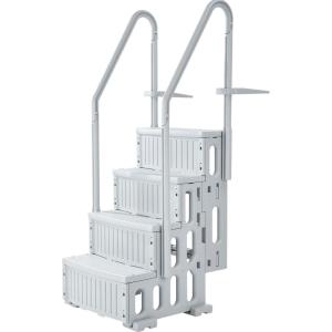imageVEVOR Swimming Pool Ladder 4Step Double Handrails Stairs with NonSlip Heavy Duty Steps Reliable 400 lbs Max Load Capacity for 4854 in Inground ampamp AboveGround Pools of Any Decking Surface Grey