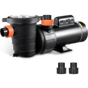 imageVEVOR Swimming Pool Pump 15HP 115V 1100W Single Speed Pumps for Above Ground Powerful Pool Pumps with Strainer Filter Basket 5280 GPH Max Flow Certification of ETL for Security110V Dual Speed