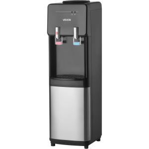 imageVEVOR Top Loading Water Cooler Dispenser Hot and Cold Water Dispenser for 3 or 5 Gallons Bottles Sturdy Stainless Steel and Child Security Lock Ideal for Homes Kitchens Offices Dorms Black