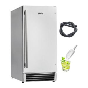 imageVEVOR Under Counter Ice Maker Machine Crescent Ice 15 LbsDay Stainless Steel Built in Ice Maker with Reversible Door 11Lbs Storage Ice Maker Machine for Commercial Home Kitchen No Drain RequiredCube Ice Outdoor
