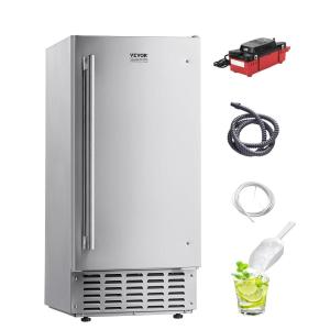 imageVEVOR Under Counter Ice Maker Machine Crescent Ice 15 LbsDay Stainless Steel Built in Ice Maker with Reversible Door 11Lbs Storage Ice Maker Machine for Commercial Home Kitchen No Drain RequiredNugget Ice with Drain