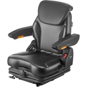 imageVEVOR Universal Forklift Seat Tractor Seat with Armrest ampamp Adjustable Backrest Shock Absorption Secure Micro Switch HighResilience PVC Mower Seat for Tractor Excavator Skid LoaderSuspension Seat