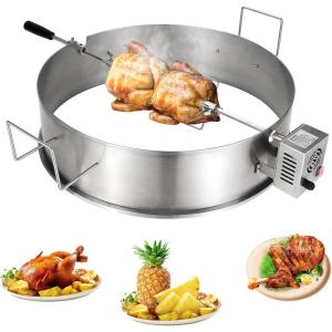 imageVEVOR Universal Grill Rotisserie Kit for Grills Electric BBQ Grill with 110V 9W Motor Stainless Steel Automatic Grilling Kit Heavy Duty 32quot39quot Hexagon Spit Rod 26 lbs Capacity Grill AttachmentRound