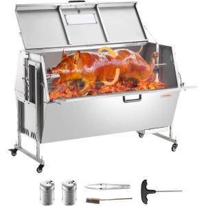 imageVEVOR Universal Grill Rotisserie Kit for Grills Electric BBQ Grill with 110V 9W Motor Stainless Steel Automatic Grilling Kit Heavy Duty 32quot39quot Hexagon Spit Rod 26 lbs Capacity Grill Attachmentwith Hooded Cover