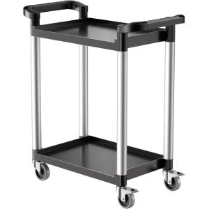 imageVEVOR Utility Cart 300 lbs Load Capacity 3Tier Utility Plastic Cart with 360 Swivel Wheels 2 with Brakes 244 x 161inch Food Service Cart for Warehouse Office Home Restaurant Kitchen2 Tier300LBS
