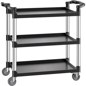 imageVEVOR Utility Cart 300 lbs Load Capacity 3Tier Utility Plastic Cart with 360 Swivel Wheels 2 with Brakes 244 x 161inch Food Service Cart for Warehouse Office Home Restaurant Kitchen3 Tier500LBS