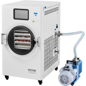 imageVEVOR Vacuum Freeze Dryer Machine 88132 LBSBatch Food Freeze Drying Machine with 4Layer Trays Vacuum Pump Adjustable Timer and Temperature Control for Fruits Vegetables Meat WhiteWhite