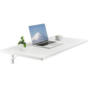 imageVEVOR Wall Mounted Folding Table 394 x 197 inches Wall Mount Table Floating Desk with Iron Bracket for Small Spaces Home Office Dining Laundry Room Kitchen Bar White1969D x 3937W