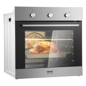 imageVEVOR Wall Oven 24 inch Electric Builtin Wall Oven with 9 Cooking Functions 268 CuFt Convection Wall Oven with Digital Timer Electric Single Wall Oven with Baking Rack and Tray for KitchenMechanical Control