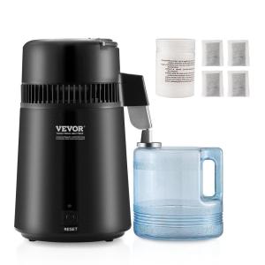 imageVEVOR Water Distiller 4L 105 Gallon Pure Water Purifier Filter for Home Countertop 750W Distilled Water Maker Stainless Steel Interior Distiller Water Making Machine to Make Clean Water BlackBlack