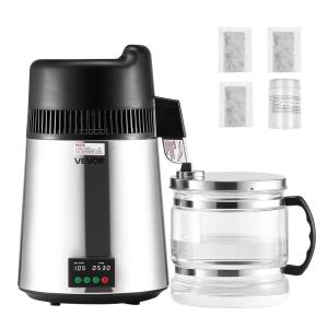 imageVEVOR Water Distiller 6L 16 Gallon Larger Pure Water Purifier Filter For Home Table Countertop 900W Glass Pot Distilled Maker Stainless Steel Interior Drinking Machine to Make Clean Waters SilverSliver 16Gal