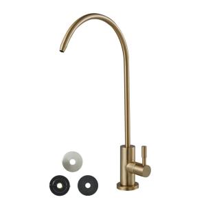 imageVEVOR Water Filter Faucet RO Drinking Faucet with LeadFree Brass Valve 304 Stainless Steel 08 GPM Flow Drinking Water Tap Fits Most Reverse Osmosis ampamp Water Filtration System Antique BronzeBrushed Gold