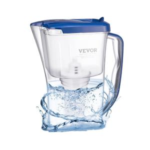 imageVEVOR Water Filter Pitcher 9 Cup 5Stage Water Filter Dispenser Fast Filtration System with Filter Change Indicator No BPA Lasts 3 Months or 40 Gallons Reduces Limescale Lead Chlorine OdorsWater Filter Pitcher