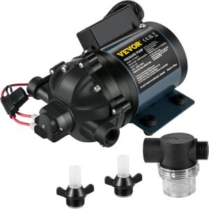 imageVEVOR Water Pressure Diaphragm Pump RV Water Pump Fresh Water Pump110V AC 33 GPM Pressure Adjustable Self Priming Sprayer Pump with Pressure Switch for RV Camper Marine Boat Lawn FCC Certified12V  7GPM  60PSI
