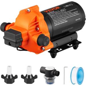 imageVEVOR Water Pressure Diaphragm Pump RV Water Pump Fresh Water Pump110V AC 33 GPM Pressure Adjustable Self Priming Sprayer Pump with Pressure Switch for RV Camper Marine Boat Lawn FCC Certified110V  33GPM  45PSI