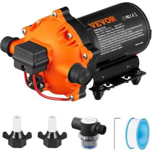imageVEVOR Water Pressure Diaphragm Pump RV Water Pump Fresh Water Pump110V AC 33 GPM Pressure Adjustable Self Priming Sprayer Pump with Pressure Switch for RV Camper Marine Boat Lawn FCC Certified12V  55GPM  70PSIAdjustable