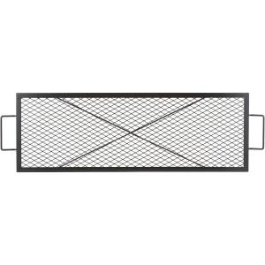 imageVEVOR XMarks Fire Pit Grill Grate Round Cooking Grate Heavy Duty Steel Campfire BBQ Grill Grid with Handle and Support X Wire Portable Camping Cookware for Outside Party ampamp Gathering 36 Inch Black3215inchRectangle