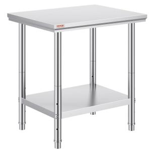 imageVevor Stainless Steel 900x600x800 mm Commercial Kitchen Prep ampamp Heavy Duty Metal Work Table with Adjustable Feet for Restaurant Home and Hotel  Industrial ampamp Scientific243032In