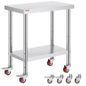 imageVevor Stainless Steel 900x600x800 mm Commercial Kitchen Prep ampamp Heavy Duty Metal Work Table with Adjustable Feet for Restaurant Home and Hotel  Industrial ampamp Scientific301834In