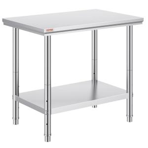 imageVevor Stainless Steel 900x600x800 mm Commercial Kitchen Prep ampamp Heavy Duty Metal Work Table with Adjustable Feet for Restaurant Home and Hotel  Industrial ampamp Scientific243632In