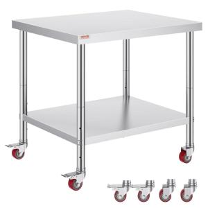 imageVevor Stainless Steel 900x600x800 mm Commercial Kitchen Prep ampamp Heavy Duty Metal Work Table with Adjustable Feet for Restaurant Home and Hotel  Industrial ampamp Scientific363034In