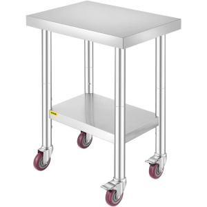 imageVevor Stainless Steel 900x600x800 mm Commercial Kitchen Prep ampamp Heavy Duty Metal Work Table with Adjustable Feet for Restaurant Home and Hotel  Industrial ampamp Scientific241834In
