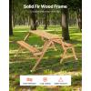 imageVEVOR 2in1 Transforming Interchangeable Picnic Table Outdoor Wooden Table and Bench Set Portable Foldable Bench with Umbrella Hole Patio Dining Furniture for Garden Backyard Porch Brown