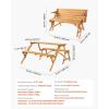 imageVEVOR 2in1 Transforming Interchangeable Picnic Table Outdoor Wooden Table and Bench Set Portable Foldable Bench with Umbrella Hole Patio Dining Furniture for Garden Backyard Porch Brown