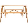 imageVEVOR 2in1 Transforming Interchangeable Picnic Table Outdoor Wooden Table and Bench Set Portable Foldable Bench with Umbrella Hole Patio Dining Furniture for Garden Backyard Porch Brown