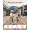 imageVEVOR 2in1 Transforming Interchangeable Picnic Table Outdoor Wooden Table and Bench Set Portable Foldable Bench with Umbrella Hole Patio Dining Furniture for Garden Backyard Porch Brown