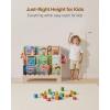 imageVEVOR 3Tier Montessori Bookshelf Scalloped Kids Bookcase Wooden Book Shelf with 2 Dual Hooks Daycare Furniture Display Bookshelf for Bedroom Living Room Entryway Nursury Preschool3 Tier