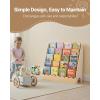 imageVEVOR 3Tier Montessori Bookshelf Scalloped Kids Bookcase Wooden Book Shelf with 2 Dual Hooks Daycare Furniture Display Bookshelf for Bedroom Living Room Entryway Nursury Preschool5 Tier