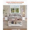 imageVEVOR 4 Pieces Farmhouse Coffee Table Sets 40 Inch Coffee Table with 2 End Tables and 66 in TV Stand Easy Assembly Living Room Tables Sets with Charging Station for Office Living Room ampamp Apartment3 Pieces