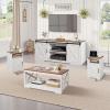 imageVEVOR 4 Pieces Farmhouse Coffee Table Sets 40 Inch Coffee Table with 2 End Tables and 66 in TV Stand Easy Assembly Living Room Tables Sets with Charging Station for Office Living Room ampamp Apartment4 Pieces