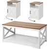 imageVEVOR 4 Pieces Farmhouse Coffee Table Sets 40 Inch Coffee Table with 2 End Tables and 66 in TV Stand Easy Assembly Living Room Tables Sets with Charging Station for Office Living Room ampamp Apartment3 Pieces