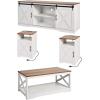 imageVEVOR 4 Pieces Farmhouse Coffee Table Sets 40 Inch Coffee Table with 2 End Tables and 66 in TV Stand Easy Assembly Living Room Tables Sets with Charging Station for Office Living Room ampamp Apartment4 Pieces
