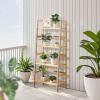 imageVEVOR 4Tier Bamboo Ladder Shelf Trapezoid Open Bookcase Display Storage Rack Organizer Freestanding Flower Plant Stand Ladder Bookshelf Ideal for Bathroom Bedroom Office Study Natural4Tier