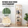 imageVEVOR 4Tier Bamboo Ladder Shelf Trapezoid Open Bookcase Display Storage Rack Organizer Freestanding Flower Plant Stand Ladder Bookshelf Ideal for Bathroom Bedroom Office Study Natural5Tier