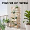 imageVEVOR 4Tier Bamboo Ladder Shelf Trapezoid Open Bookcase Display Storage Rack Organizer Freestanding Flower Plant Stand Ladder Bookshelf Ideal for Bathroom Bedroom Office Study Natural4Tier