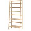 imageVEVOR 4Tier Bamboo Ladder Shelf Trapezoid Open Bookcase Display Storage Rack Organizer Freestanding Flower Plant Stand Ladder Bookshelf Ideal for Bathroom Bedroom Office Study Natural4Tier