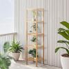 imageVEVOR 4Tier Bamboo Ladder Shelf Trapezoid Open Bookcase Display Storage Rack Organizer Freestanding Flower Plant Stand Ladder Bookshelf Ideal for Bathroom Bedroom Office Study Natural5Tier