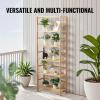imageVEVOR 4Tier Bamboo Ladder Shelf Trapezoid Open Bookcase Display Storage Rack Organizer Freestanding Flower Plant Stand Ladder Bookshelf Ideal for Bathroom Bedroom Office Study Natural6Tier