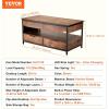 imageVEVOR 4in1 Lift Top Coffee Table with USBPower OutletLED Light MultiFunction Convertible Coffee Table with Storage and Hidden Compartment Converts to Dining Table for Living Room Home OfficeBrown With Drawers