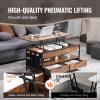 imageVEVOR 4in1 Lift Top Coffee Table with USBPower OutletLED Light MultiFunction Convertible Coffee Table with Storage and Hidden Compartment Converts to Dining Table for Living Room Home OfficeBrown With Drawers