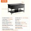 imageVEVOR 4in1 Lift Top Coffee Table with USBPower OutletLED Light MultiFunction Convertible Coffee Table with Storage and Hidden Compartment Converts to Dining Table for Living Room Home OfficeBlack