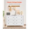 imageVEVOR 6 Drawer Dresser Wooden Chest of Drawers with Sliding and Antitip Device Retro Minimalist Dresser Chest Closet Storage TV Stand Organizer for Living Room Hallway Bedroom Entryway White472D x 157W x 311H 6 Drawers