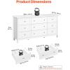 imageVEVOR 6 Drawer Dresser Wooden Chest of Drawers with Sliding and Antitip Device Retro Minimalist Dresser Chest Closet Storage TV Stand Organizer for Living Room Hallway Bedroom Entryway White591D x 157W x 311H 7 Drawers
